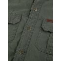 Men's Shirt Shirt Jacket Solid Color Turndown Gray Army Green Khaki Long Sleeve Outdoor Street Button-Down Tops Cotton Fashion Casual Breathable Comfortable / Summer / Spring / Summer