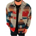 Men's Jacket Regular Pocket Print Coat Gray Sporty Street Fall Single Breasted Turndown Regular Fit S M L XL XXL 3XL / Long Sleeve / Geometric