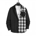 Men's Corduroy Shirt Shirt Jacket Check Turndown Black Red Brown Long Sleeve Print Daily Holiday Button-Down Tops Simple Casual Comfortable Pocket