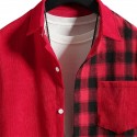 Men's Corduroy Shirt Shirt Jacket Check Turndown Black Red Brown Long Sleeve Print Daily Holiday Button-Down Tops Simple Casual Comfortable Pocket