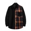 Men's Shirt Shirt Jacket Color Block Turndown Black Coffee Long Sleeve Outdoor Street Button-Down Tops Fashion Casual Breathable Comfortable