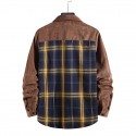 Men's Shirt Shirt Jacket Color Block Turndown Black Coffee Long Sleeve Outdoor Street Button-Down Tops Fashion Casual Breathable Comfortable