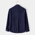 Men's Thick Shirt Shirt Jacket Color Block Turndown Navy Blue Long Sleeve Daily Vacation Button-Down Tops Fashion Casual Comfortable / Winter / Fall / Winter