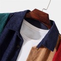 Men's Thick Shirt Shirt Jacket Color Block Turndown Navy Blue Long Sleeve Daily Vacation Button-Down Tops Fashion Casual Comfortable / Winter / Fall / Winter