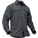 Men's Shirt Cargo Shirt Shirt Jacket Solid Color Turndown Black Blue Gray Long Sleeve Outdoor Street Button-Down Tops Fashion Casual Breathable Comfortable