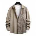 Men's Thick Shirt Shirt Jacket Check Turndown Khaki Brown Long Sleeve Print Daily Vacation Button-Down Tops Fashion Casual Comfortable / Winter / Fall / Winter