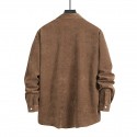 Men's Thick Shirt Shirt Jacket Check Turndown Khaki Brown Long Sleeve Print Daily Vacation Button-Down Tops Fashion Casual Comfortable / Winter / Fall / Winter