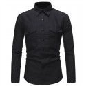 Men's Shirt Shirt Jacket Solid Color Turndown Green Black Long Sleeve Outdoor Street Button-Down Tops Fashion Casual Breathable Comfortable