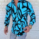 Men's Shirt Color Block Striped Curve Button Down Collar White Blue Yellow Red Light Blue Long Sleeve Casual Daily Patchwork Button-Down Tops Basic Fashion Simple Lightweight / Winter / Fall / Winter