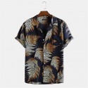 Men's Shirt Floral Collar Turndown Green Pink Yellow Light Blue Short Sleeve Print Normal Outdoor Street Button-Down Regular Fit Tops Polyester Fashion Casual Hawaiian Breathable / Summer / Washable