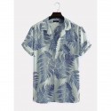 Men's Shirt Floral Collar Turndown Green Pink Yellow Light Blue Short Sleeve Print Normal Outdoor Street Button-Down Regular Fit Tops Polyester Fashion Casual Hawaiian Breathable / Summer / Washable