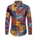 Men's Shirt Graphic Color Block Print Long Sleeve Regular Fit Fashion Tops Basic Purple Blushing Pink Wine