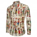 Men's Shirt Graphic Color Block Print Long Sleeve Regular Fit Fashion Tops Basic Purple Blushing Pink Wine