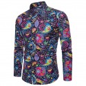 Men's Shirt Graphic Color Block Print Long Sleeve Regular Fit Fashion Tops Basic Purple Blushing Pink Wine