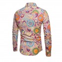 Men's Shirt Paisley Tribal Plus Size Print Long Sleeve Street Slim Tops Cotton Basic Fashion Vintage Streetwear Khaki Red Navy Blue / Club