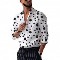 Men's Shirt Polka Dot Collar White Black Long Sleeve Street Casual Tops Fashion Boho Streetwear Casual