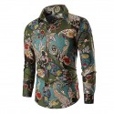 Men's Shirt Graphic Classic Collar Green Red Long Sleeve Casual Tops Vintage