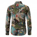 Men's Shirt Graphic Classic Collar Green Red Long Sleeve Casual Tops Vintage
