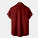 Men's Shirt Leaves Turndown Red / White Short Sleeve 3D Print Street Daily 3D Button-Down Tops Fashion Casual Breathable Comfortable