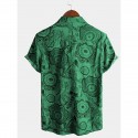Men's Shirt Fish Classic Collar Green Blue Red Brown Short Sleeve Print Party Daily Print Tops Basic Boho / Beach