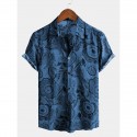 Men's Shirt Fish Classic Collar Green Blue Red Brown Short Sleeve Print Party Daily Print Tops Basic Boho / Beach