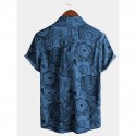 Men's Shirt Fish Classic Collar Green Blue Red Brown Short Sleeve Print Party Daily Print Tops Basic Boho / Beach