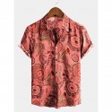 Men's Shirt Fish Classic Collar Green Blue Red Brown Short Sleeve Print Party Daily Print Tops Basic Boho / Beach