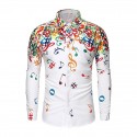 Men's Dress Shirt Notes Turndown White Black Blue Yellow Long Sleeve Print Outdoor Street Button-Down Print Tops Cotton Business Classic / Summer / Spring / Summer / Work