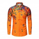 Men's Dress Shirt Notes Turndown White Black Blue Yellow Long Sleeve Print Outdoor Street Button-Down Print Tops Cotton Business Classic / Summer / Spring / Summer / Work