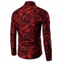 Men's Shirt Geometric Color Block Tie Dye Button Down Collar White Blue Red Long Sleeve Casual Daily Patchwork Print Tops Basic Fashion Simple Lightweight / Winter / Fall / Winter / Work