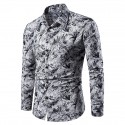 Men's Shirt Geometric Color Block Tie Dye Button Down Collar White Blue Red Long Sleeve Casual Daily Patchwork Print Tops Basic Fashion Simple Lightweight / Winter / Fall / Winter / Work