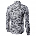 Men's Shirt Geometric Color Block Tie Dye Button Down Collar White Blue Red Long Sleeve Casual Daily Patchwork Print Tops Basic Fashion Simple Lightweight / Winter / Fall / Winter / Work