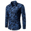 Men's Shirt Geometric Color Block Tie Dye Button Down Collar White Blue Red Long Sleeve Casual Daily Patchwork Print Tops Basic Fashion Simple Lightweight / Winter / Fall / Winter / Work