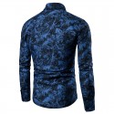 Men's Shirt Geometric Color Block Tie Dye Button Down Collar White Blue Red Long Sleeve Casual Daily Patchwork Print Tops Basic Fashion Simple Lightweight / Winter / Fall / Winter / Work