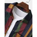 Men's Shirt Other Prints Color Block Collar Button Down Collar Daily Holiday Patchwork Long Sleeve Tops Basic Casual Daily Beach Green / Machine wash / Hand wash / Wet and Dry Cleaning / Vacation