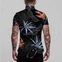 Men's Shirt Leaves Turndown Black Short Sleeve Print Outdoor Street Button-Down Print Tops Fashion Designer Casual Breathable / Summer / Spring / Summer