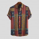 Men's Shirt Graphic Collar Button Down Collar Green Black Red Short Sleeve Other Prints Daily Holiday Print Tops Basic Personalized Casual Daily Beach / Weekend / Vacation / Machine wash / Hand wash