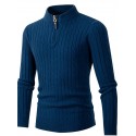 Men's Pullover Sweater Jumper Ribbed Knit Zipper Knitted Solid Color Stand Collar Stylish Basic Daily Holiday Fall Winter Black Gray M L XL / Long Sleeve / Long Sleeve / Weekend