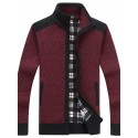 Men's Sweater Cardigan Jumper Knit Full Zip Stripe Color Block Stand Collar Stylish Vintage Style Causal Daily Wear Fall Winter Black Blue S M L / Spandex / Acrylic / Long Sleeve / Dry flat
