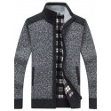 Men's Sweater Cardigan Jumper Knit Full Zip Stripe Color Block Stand Collar Stylish Vintage Style Causal Daily Wear Fall Winter Black Blue S M L / Spandex / Acrylic / Long Sleeve / Dry flat