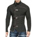 Men's Sweater Cardigan Jumper Knit Knitted Button Solid Color Stand Collar Stylish Vintage Style Fall Winter White Black S M L / Long Sleeve / Turtleneck / Long Sleeve / Geometric