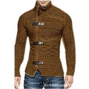 Men's Sweater Cardigan Jumper Knit Knitted Button Solid Color Stand Collar Stylish Vintage Style Fall Winter White Black S M L / Long Sleeve / Turtleneck / Long Sleeve / Geometric