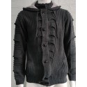 Men's Cardigan Sweater Jumper Chunky Knit Pocket Knitted Solid Color Hooded Stylish Basic Daily Holiday Fall Winter White Black S M L / Long Sleeve / Long Sleeve / Weekend