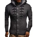 Men's Cardigan Sweater Jumper Chunky Knit Pocket Knitted Solid Color Hooded Stylish Basic Daily Holiday Fall Winter White Black S M L / Long Sleeve / Long Sleeve / Weekend