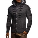 Men's Cardigan Sweater Jumper Chunky Knit Pocket Knitted Solid Color Hooded Stylish Basic Daily Holiday Fall Winter White Black S M L / Long Sleeve / Long Sleeve / Weekend