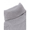 Men's Pullover Jumper Knit Knitted Solid Color Turtleneck Stylish Casual Daily Fall Winter Black Beige S M L / Long Sleeve / Long Sleeve