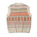 Men's Vest Jumper Knit Knitted Geometric V Neck Stylish Vintage Style Daily Wear Fall Winter Black Gray M L XL / Sleeveless / Sleeveless