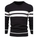 Men's Sweater Pullover Jumper Knit Knitted Striped Crew Neck Stylish Home Daily Fall Winter Black Blue M L XL / Long Sleeve / Long Sleeve