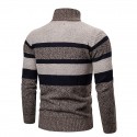 Men's Sweater Cardigan Jumper Knit Knitted Striped Stand Collar Stylish Casual Sport Daily Fall Winter Blue Camel M L XL / Long Sleeve / Long Sleeve