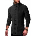 Men's Sweater Cardigan Jumper Knit Pocket Knitted Solid Color Stand Collar Stylish Vintage Style Fall Spring White Black S M L / Long Sleeve / Turtleneck / Long Sleeve